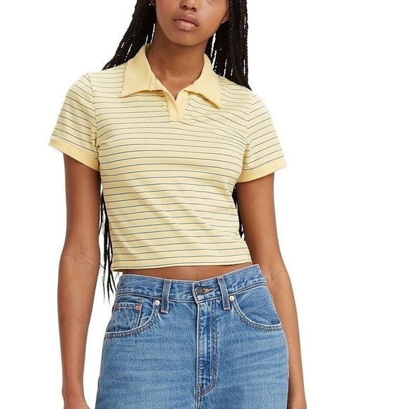 LEVI'S LEVI BONNIE SHRUNKEN POLO SHIRT - SUNLIGHT XL - Picture 1 of 16